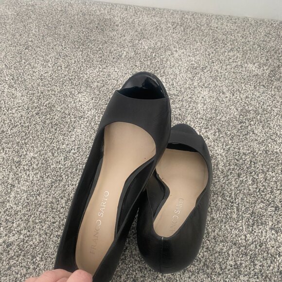 Franco Sarto Harper Black Peep Toe Wedge Heels - Size 8.5 (Box Included) - Picture 5 of 9